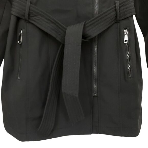 Sebby Collection Soft Shell Trench Coat Womens Medium Black Water Resistant - Picture 3 of 11